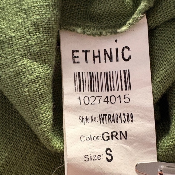 Ethnic Green Embroidered Pakistani Cotton Phiran 3/4 Sleeve Dress Women's Small - Picture 10 of 11